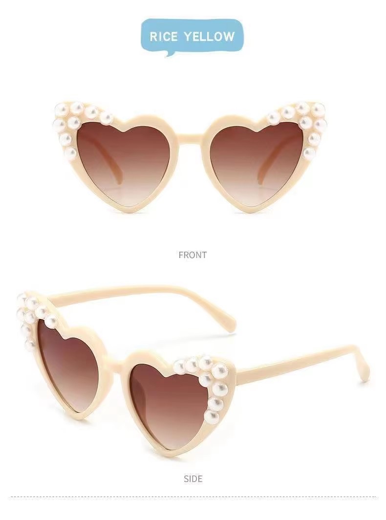 Unisex Children's Sunglasses Baby Heart-shaped Glasses In Red White Gold Pink Yellow With Fashionable Pc And Ac Frames