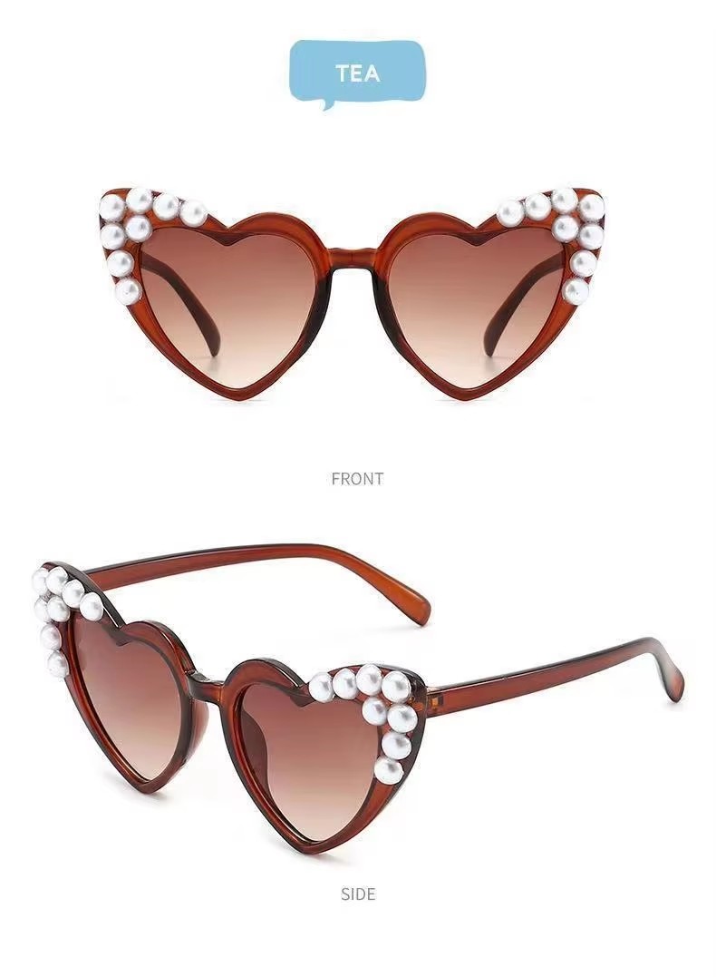 Unisex Children's Sunglasses Baby Heart-shaped Glasses In Red White Gold Pink Yellow With Fashionable Pc And Ac Frames