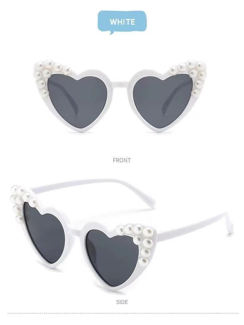 Unisex Children's Sunglasses Baby Heart-shaped Glasses In Red White Gold Pink Yellow With Fashionable Pc And Ac Frames