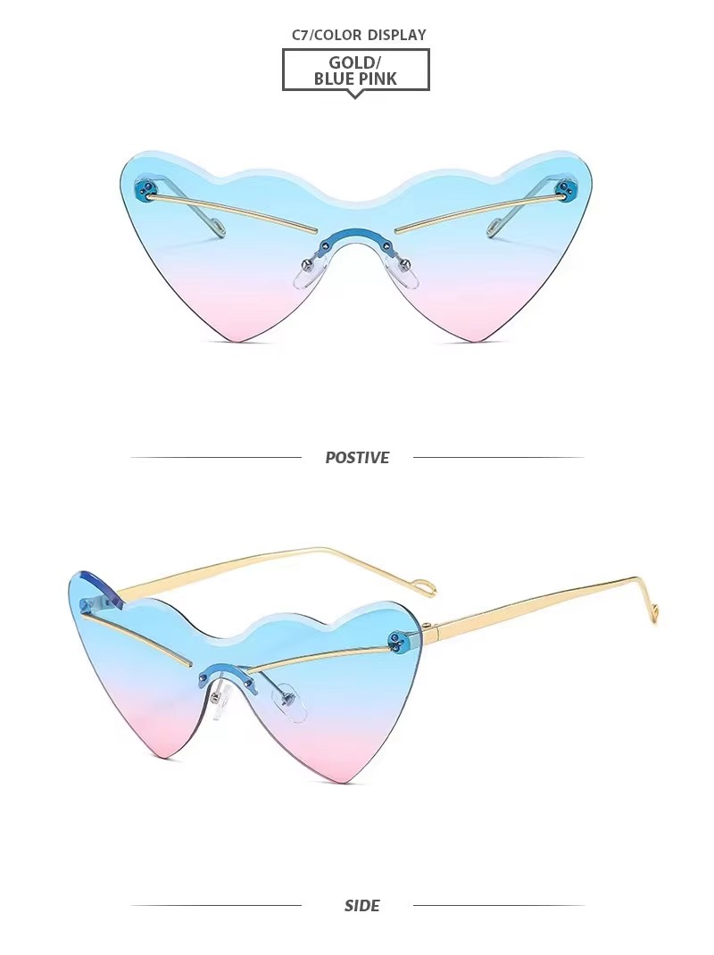 Hot Sunglasses Europe And The United States Style Love Hip Hop Concave Shape Rimless Cut Edge Personality Sunglasses