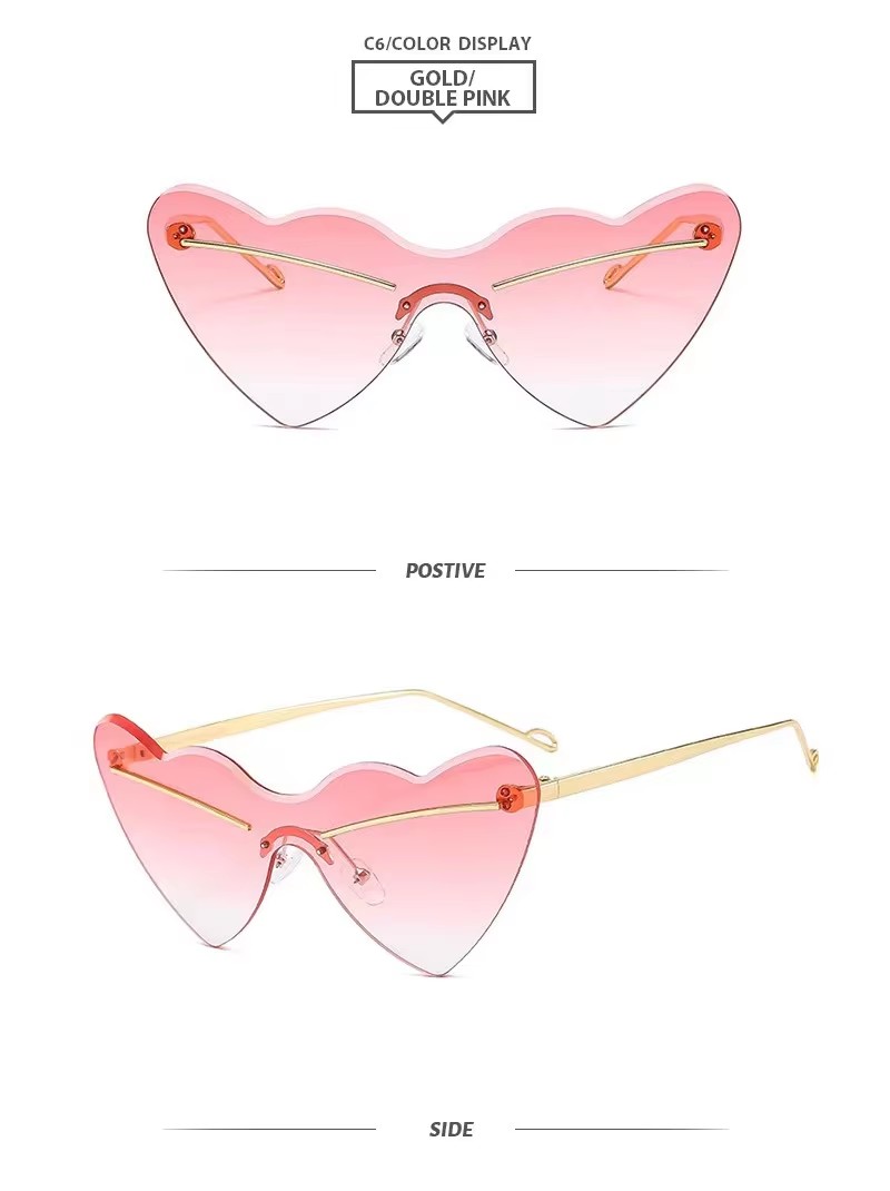 Hot Sunglasses Europe And The United States Style Love Hip Hop Concave Shape Rimless Cut Edge Personality Sunglasses