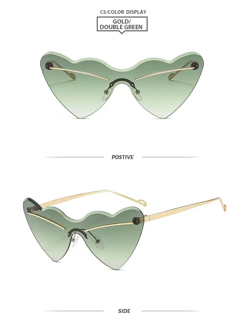 Hot Sunglasses Europe And The United States Style Love Hip Hop Concave Shape Rimless Cut Edge Personality Sunglasses