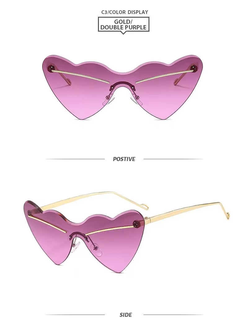 Hot Sunglasses Europe And The United States Style Love Hip Hop Concave Shape Rimless Cut Edge Personality Sunglasses