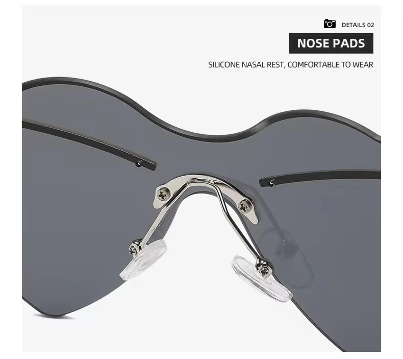 Hot Sunglasses Europe And The United States Style Love Hip Hop Concave Shape Rimless Cut Edge Personality Sunglasses