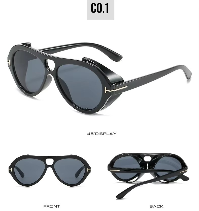 New Punk Sunglasses Trend Internet Celebrity Brand The Same Steam Glasses Personality Oval Sunglasses