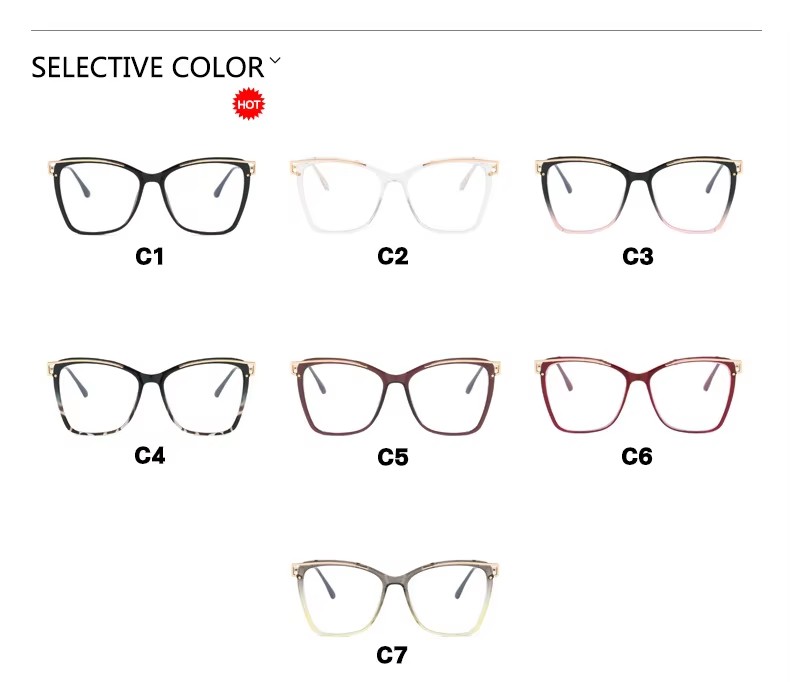 Trend Oversized Cat Eye Optical Frame Tr90 Anti Blue Light Eyewear For Women