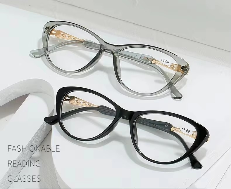 Fashionable Unisex High Definition Reading Glasses Retro Small Cat Eye Transparent Color Pc Frame For Middle-aged And Elderly