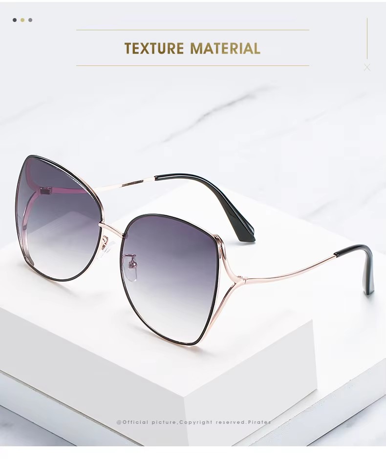 Trend Fashion Design Gradient Custom Logo Sunglasses Uv400 Protection Metal Shades For Women