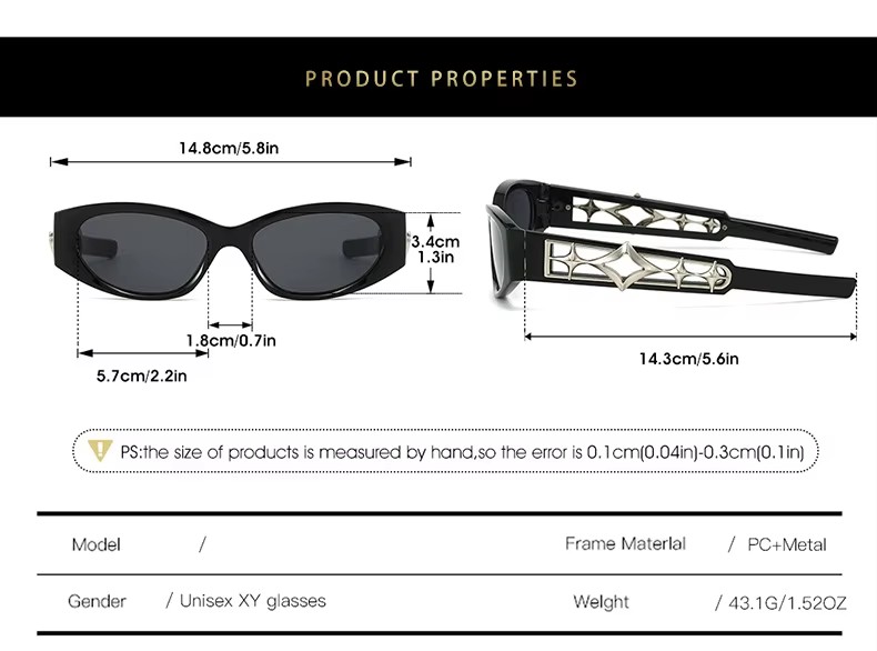 Trend Y2k Small Frame Cat Eye Sunglasses Fashion Shades With Star Decoration For Men And Women