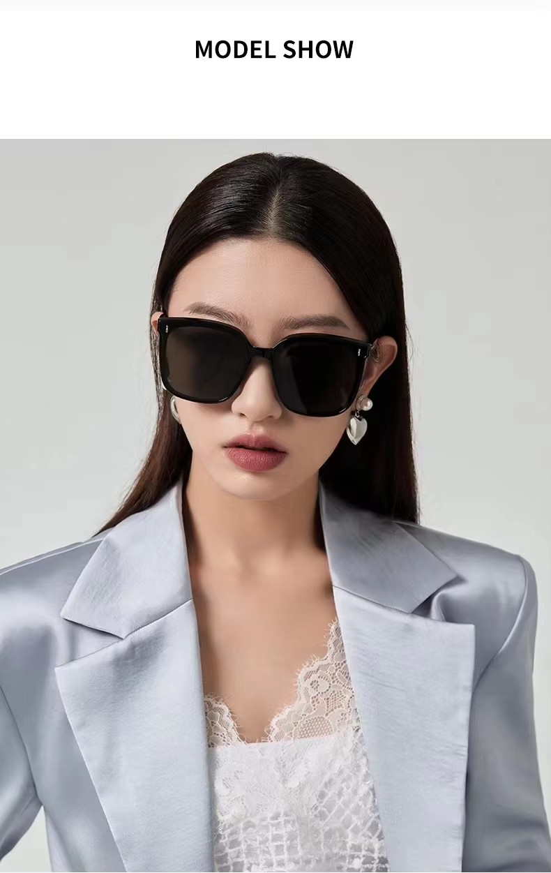 High-end Men's Women's Anti-ultraviolet Sunglasses Korean Version New Big Face Slimming Sunglasses Black White Gray Blue Resin