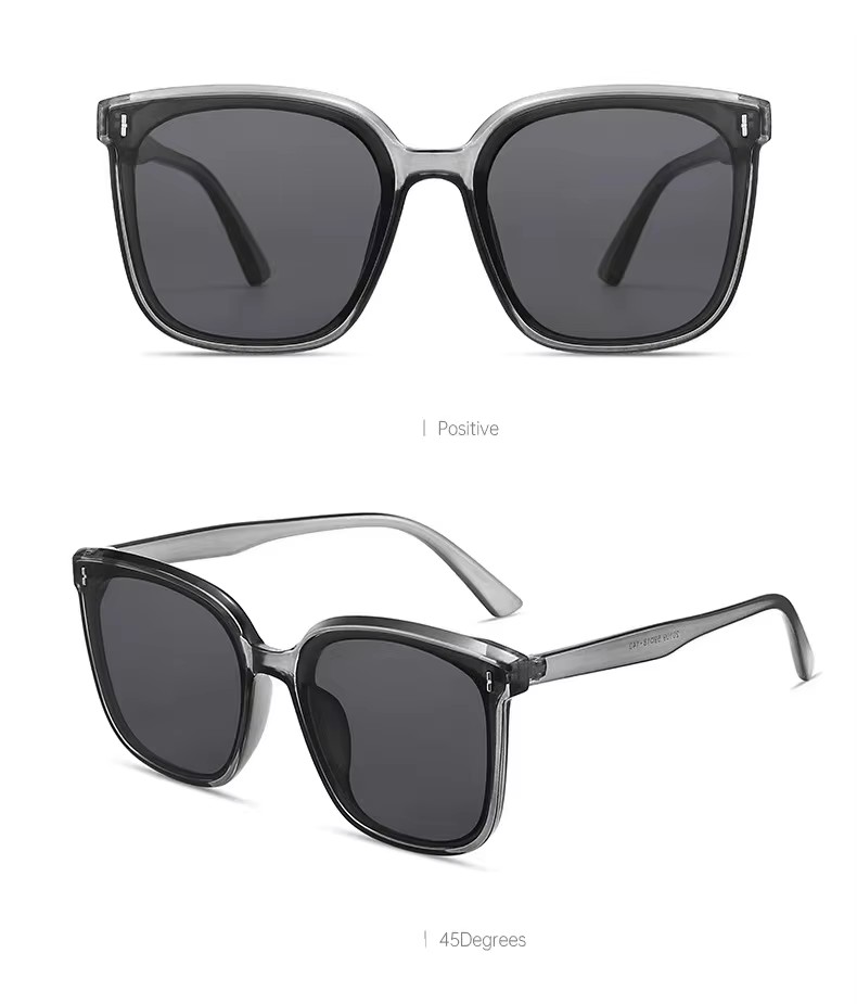 High-end Men's Women's Anti-ultraviolet Sunglasses Korean Version New Big Face Slimming Sunglasses Black White Gray Blue Resin