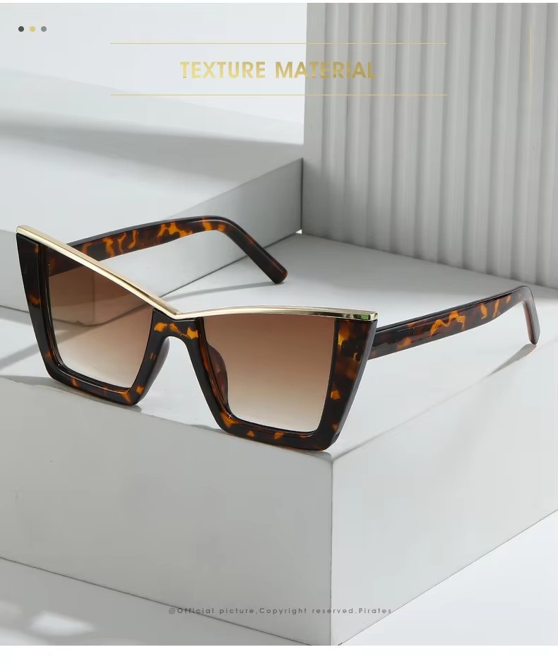 Luxury Cat Eye Oversized Sunglasses Uv400 Trend Triangle Frame Shades For Women