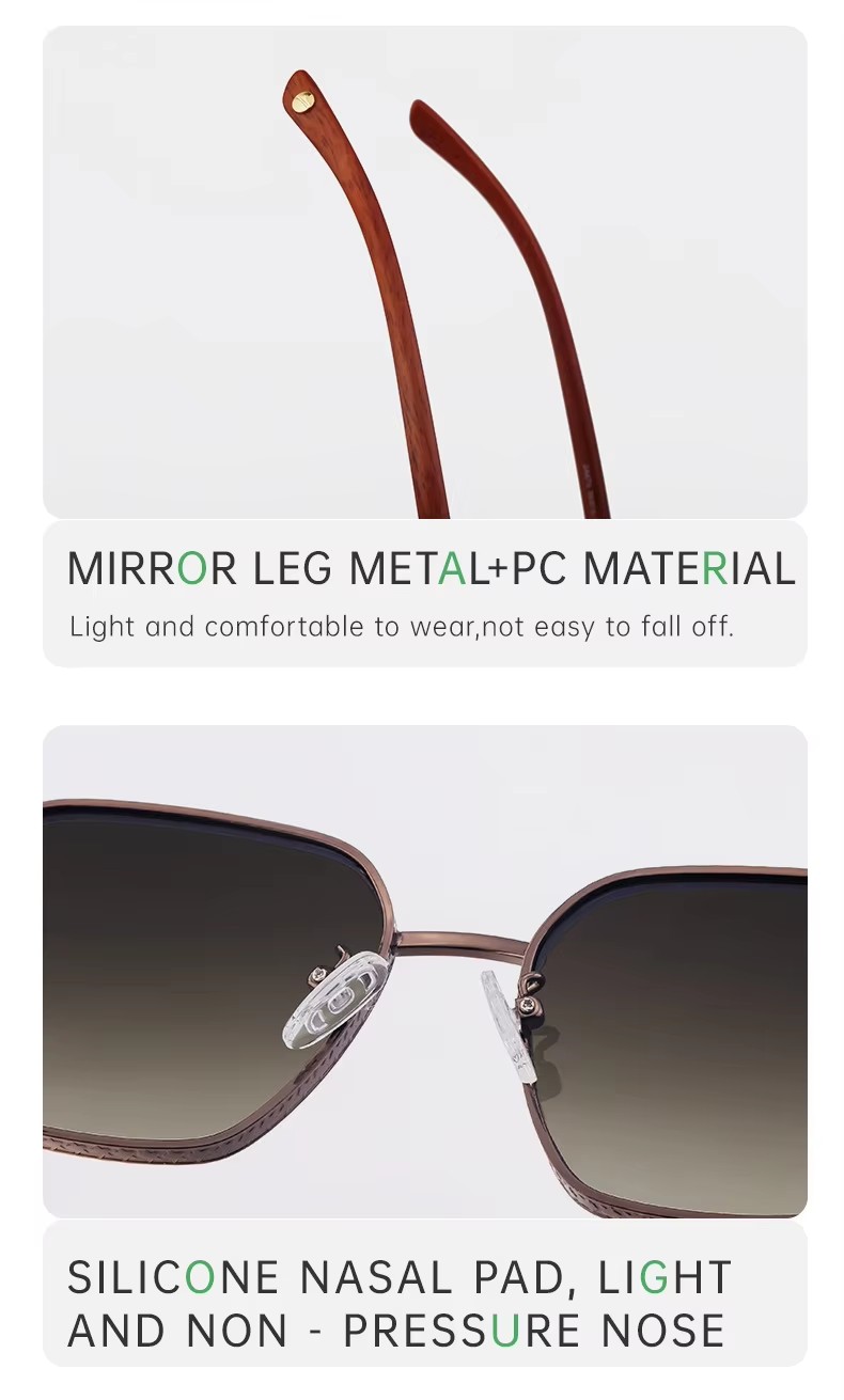 Trend Retro Square Metal Frame Sunglasses Uv400 Protection Unisex Gradient Lens Shades