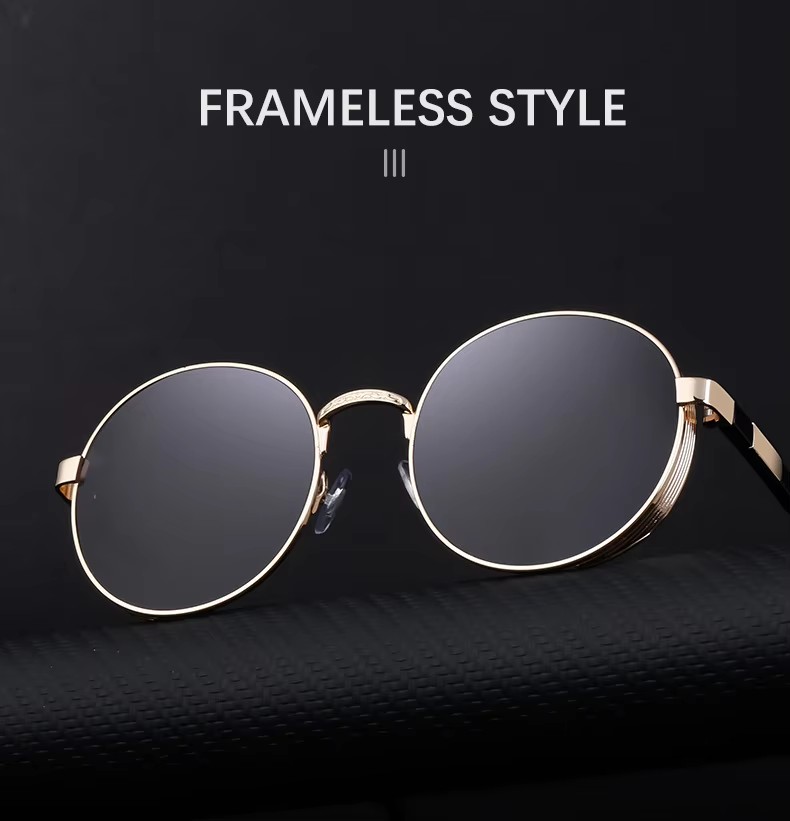 Outdoor Metal Round Frame Sunglasses Steampunk Retro Uv400 Shades For Men And Women