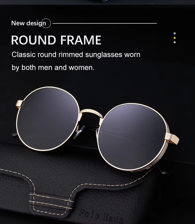 Outdoor Metal Round Frame Sunglasses Steampunk Retro Uv400 Shades For Men And Women