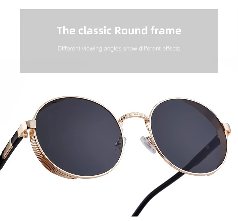 Outdoor Metal Round Frame Sunglasses Steampunk Retro Uv400 Shades For Men And Women