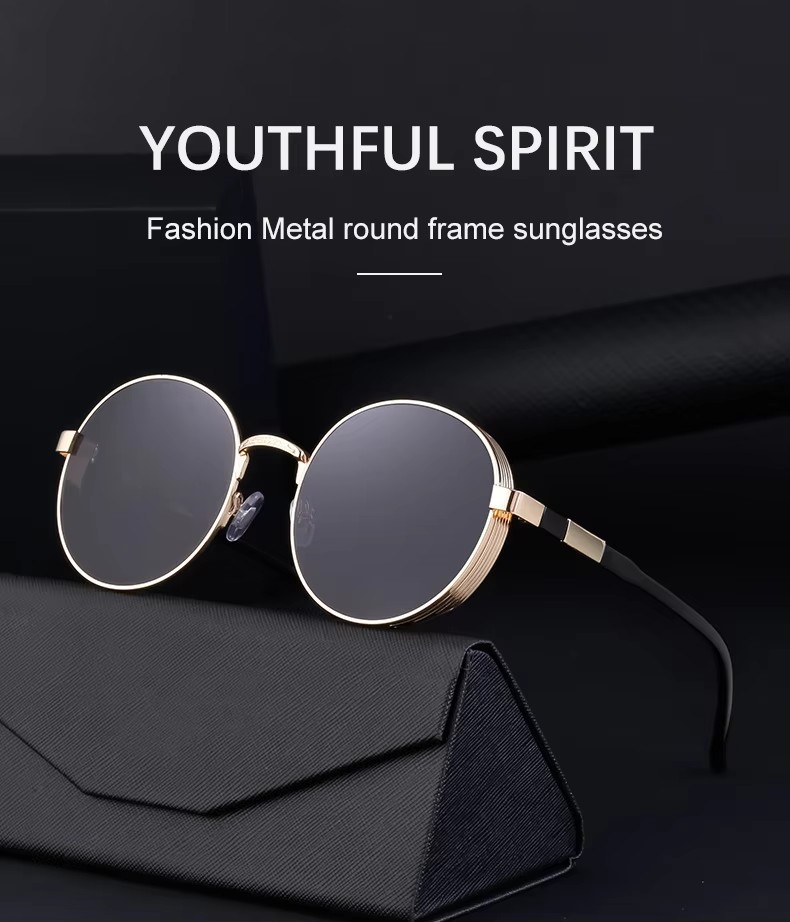 Outdoor Metal Round Frame Sunglasses Steampunk Retro Uv400 Shades For Men And Women