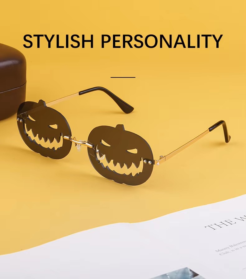 High Quality Retro Sunglasses For Men Women Halloween Pumpkin Design With Oval Shape Lens Shades White Frame Sun Feature Parties