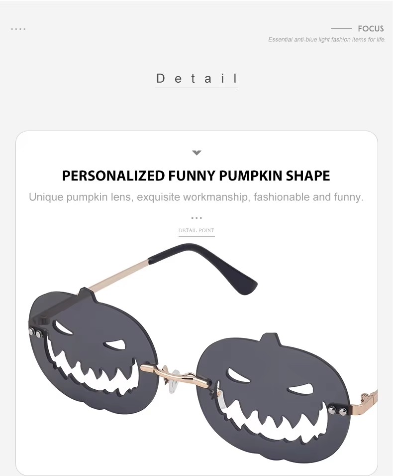 High Quality Retro Sunglasses For Men Women Halloween Pumpkin Design With Oval Shape Lens Shades White Frame Sun Feature Parties