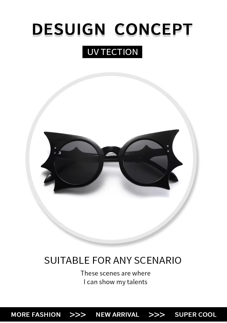 High Uv400 Shades Sunglasses Retro Vintage Trendy Bat Shaped Design Graybluec6 High Sun Protection Men Women Wholesale Party