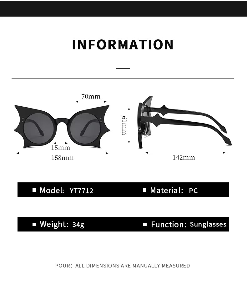 High Uv400 Shades Sunglasses Retro Vintage Trendy Bat Shaped Design Graybluec6 High Sun Protection Men Women Wholesale Party