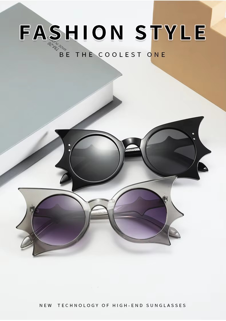 High Uv400 Shades Sunglasses Retro Vintage Trendy Bat Shaped Design Graybluec6 High Sun Protection Men Women Wholesale Party