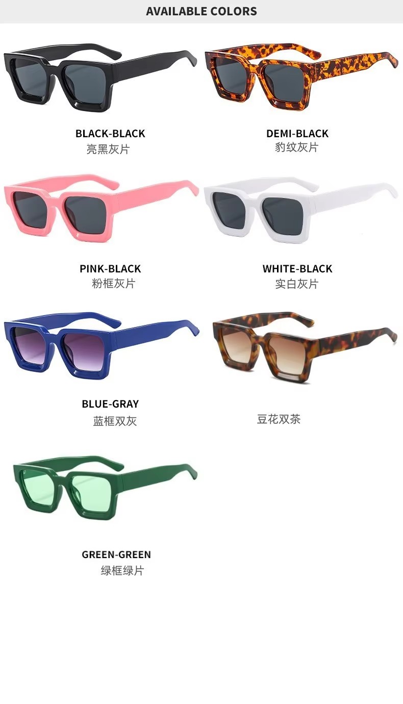 Trend Retro Square Plastic Frame Sunglasses Custom Logo High Quality Oversized Shades For Men And Women In Blue And Black