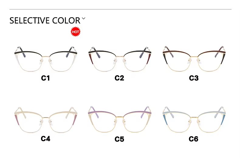 Cat Eye Anti Blue Spring Hinge Optical Frame Fashion Eyewear For Women