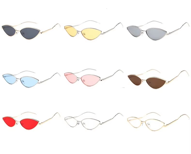 Trendy Polychrome Sunglasses With Small Metal Frame Square Shape Multiple Frame Colors Blue Black Gold Silver Red Yellow Gray C5