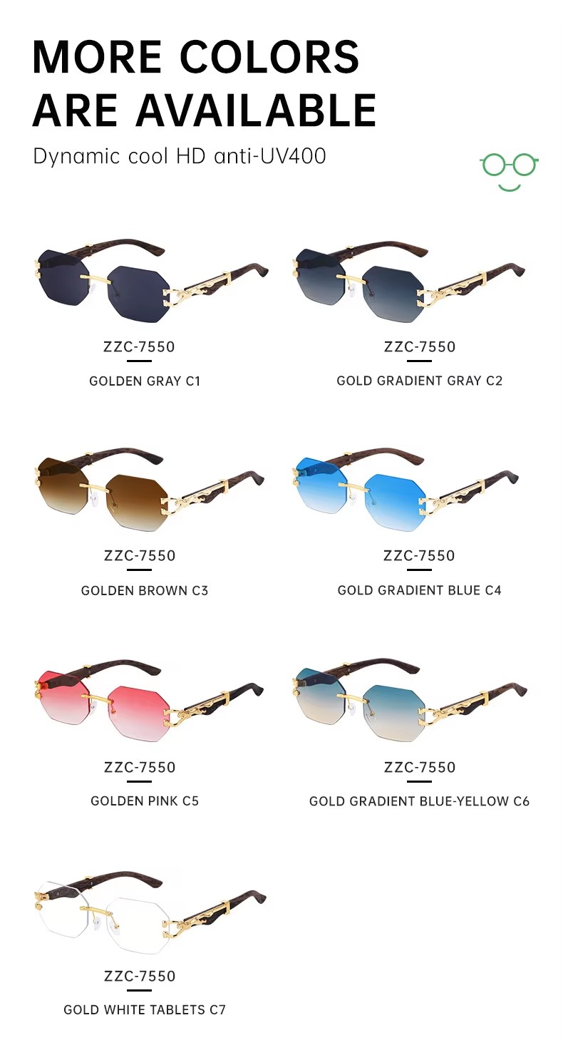 Retro Frameless Metal Polygonal Sunglasses Uv400 Small Frame Gradient Shades For Men And Women