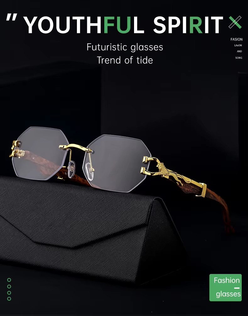 Retro Frameless Metal Polygonal Sunglasses Uv400 Small Frame Gradient Shades For Men And Women