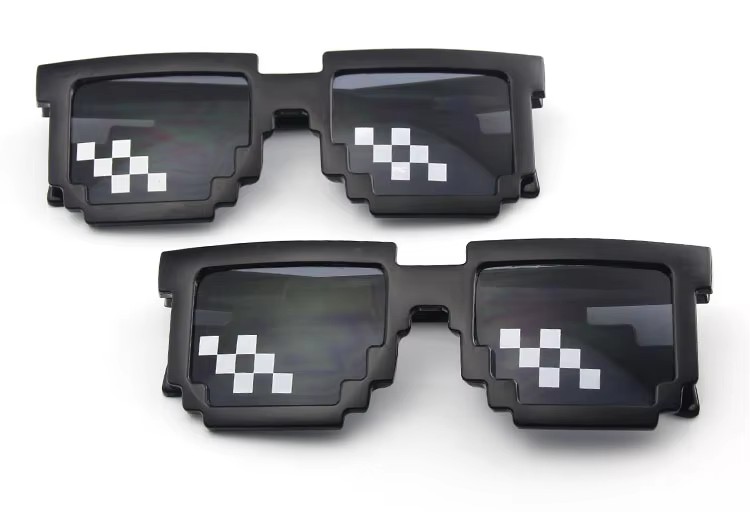 Pixel Code Amuse Party Sunglasses Unisex Square Frame In Blue Black Red Yellow C6 C2 With Polarized Glass Lenses