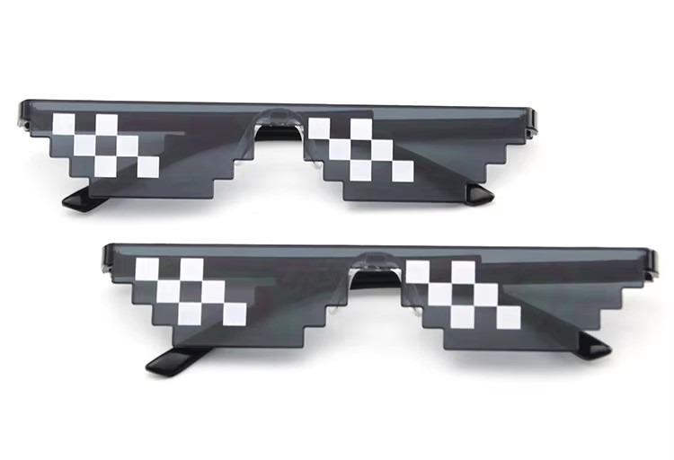 Pixel Code Amuse Party Sunglasses Unisex Square Frame In Blue Black Red Yellow C6 C2 With Polarized Glass Lenses