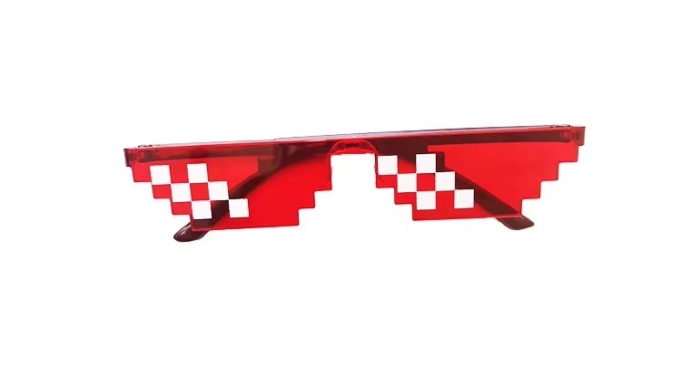 Pixel Code Amuse Party Sunglasses Unisex Square Frame In Blue Black Red Yellow C6 C2 With Polarized Glass Lenses