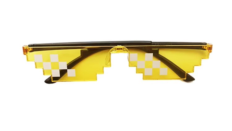 Pixel Code Amuse Party Sunglasses Unisex Square Frame In Blue Black Red Yellow C6 C2 With Polarized Glass Lenses