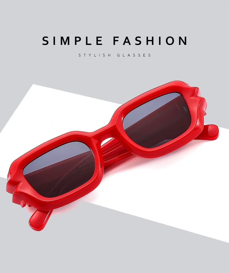 New Trend Cyberpunk Girl's Sunglasses Square Frame Shades Red Transparent Custom C6 Laser Fashionable Eye Wear Customizable Lens