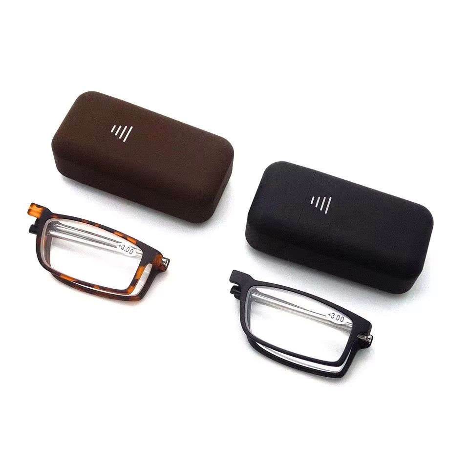 Tr90 Anti-blue Light Slim For Men Women Portable Ultra-light Browncoffeesilver Resin Plastic Frame Glasses Box Reading Glasses