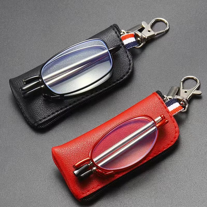 Ultra-light Anti-blue Light Reading Glasses Men Women Telescopic Rod Portable Fashionable Blackred +1.0 Lens Resin Metal