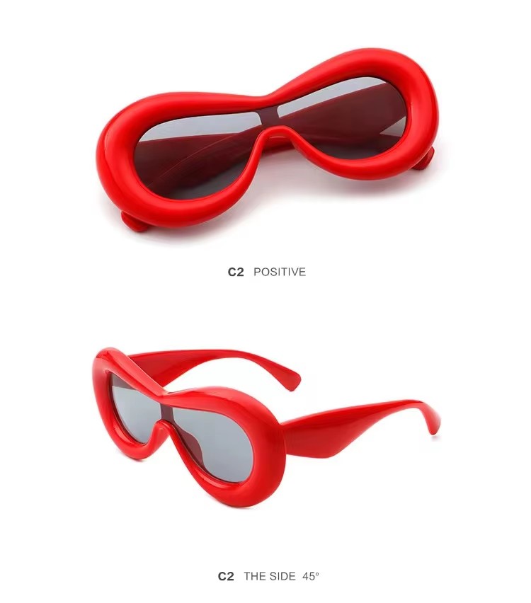 Oversized Thick Shades Inflated Frame Oval Y2k Sunglasses Futuristic Eyewear Aesthetic Sun Glasses For Women Men