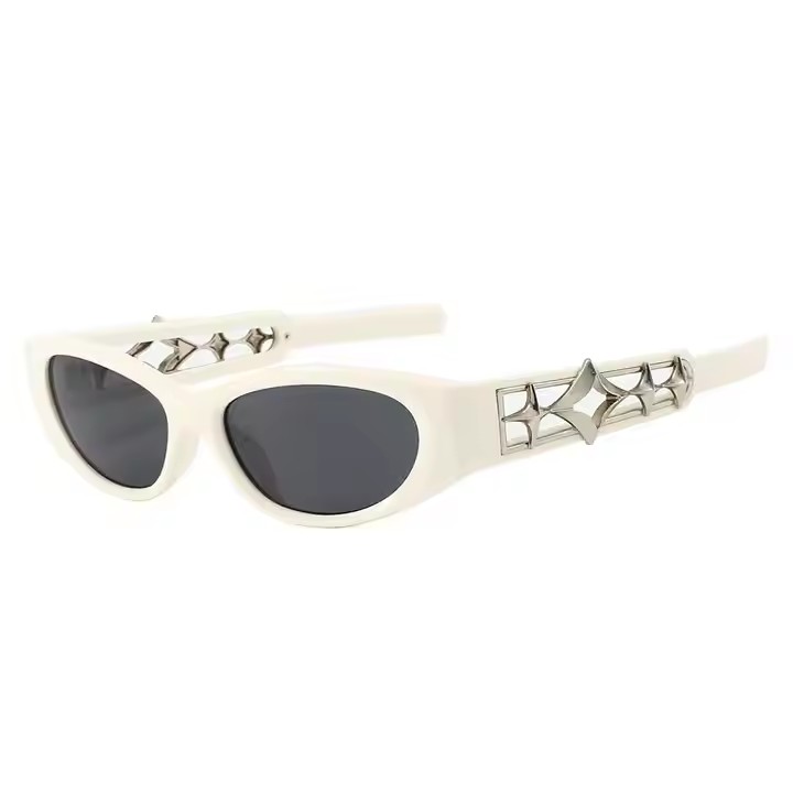 Ins 2024 New Cat Eye Sunglasses Ladies Sexy High Quality Luxury Fashion Sun Glasses For Women Girls Metal Hollow Shade Uv400