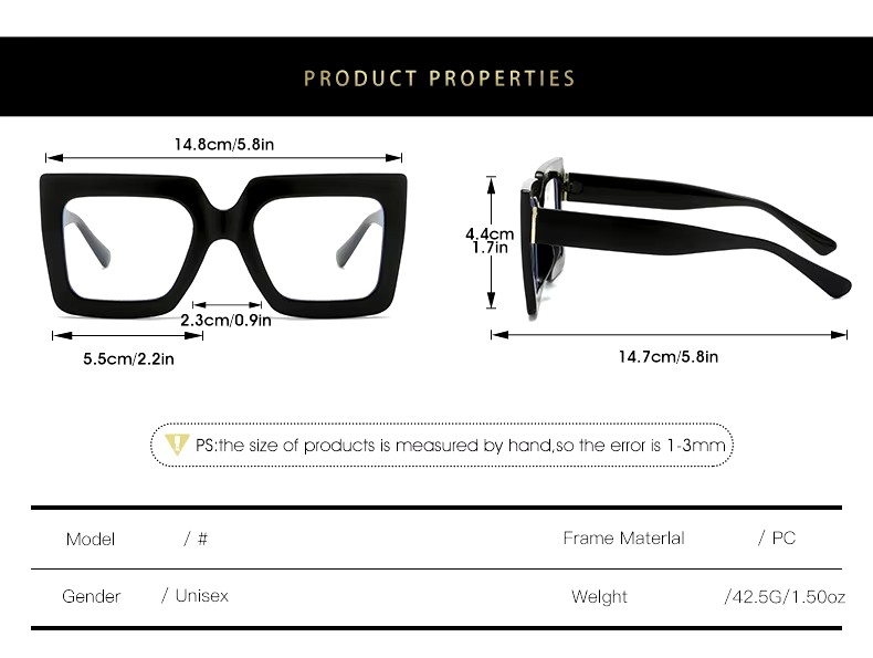 Large-framed Glasses, European And American Trends, Fashionable, Square, Simple, Dazzling Frame Mirrors