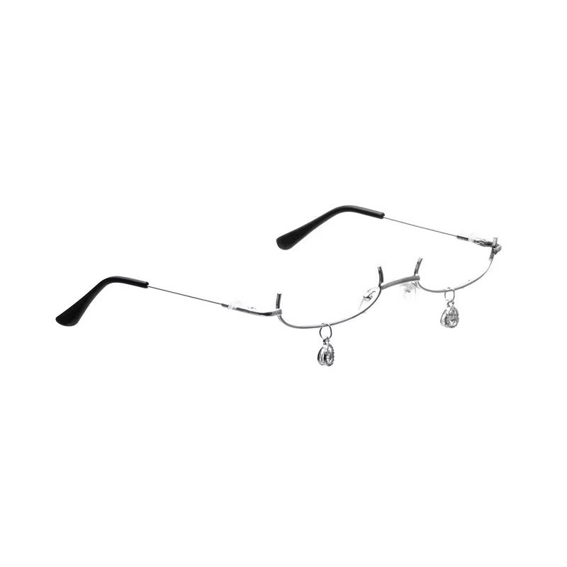 Lens Free Lower Half Frame Glasses Ins Pendant With Chain Embellished Glasses