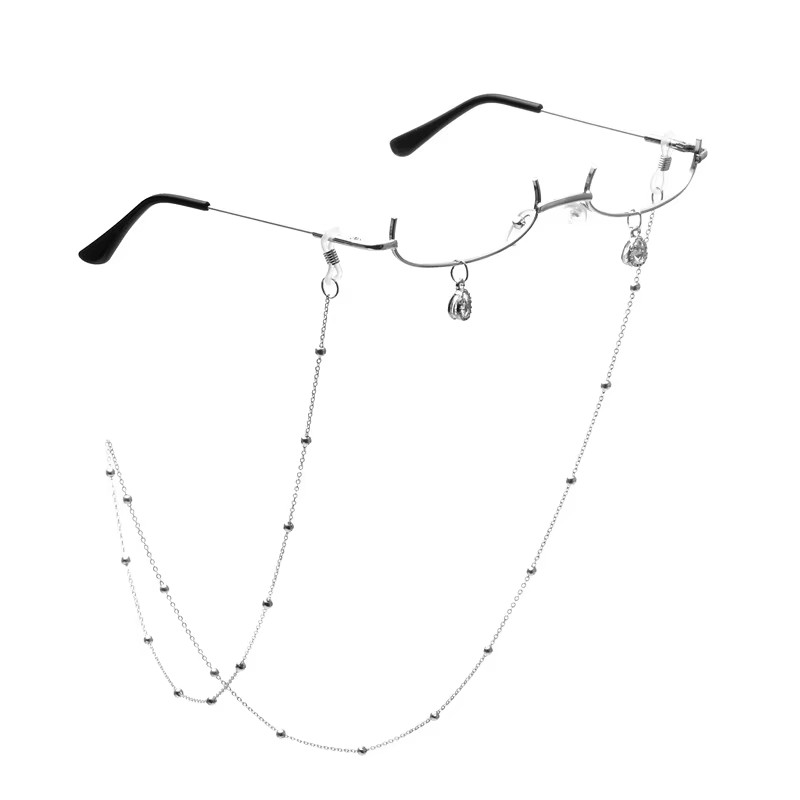 Lens Free Lower Half Frame Glasses Ins Pendant With Chain Embellished Glasses