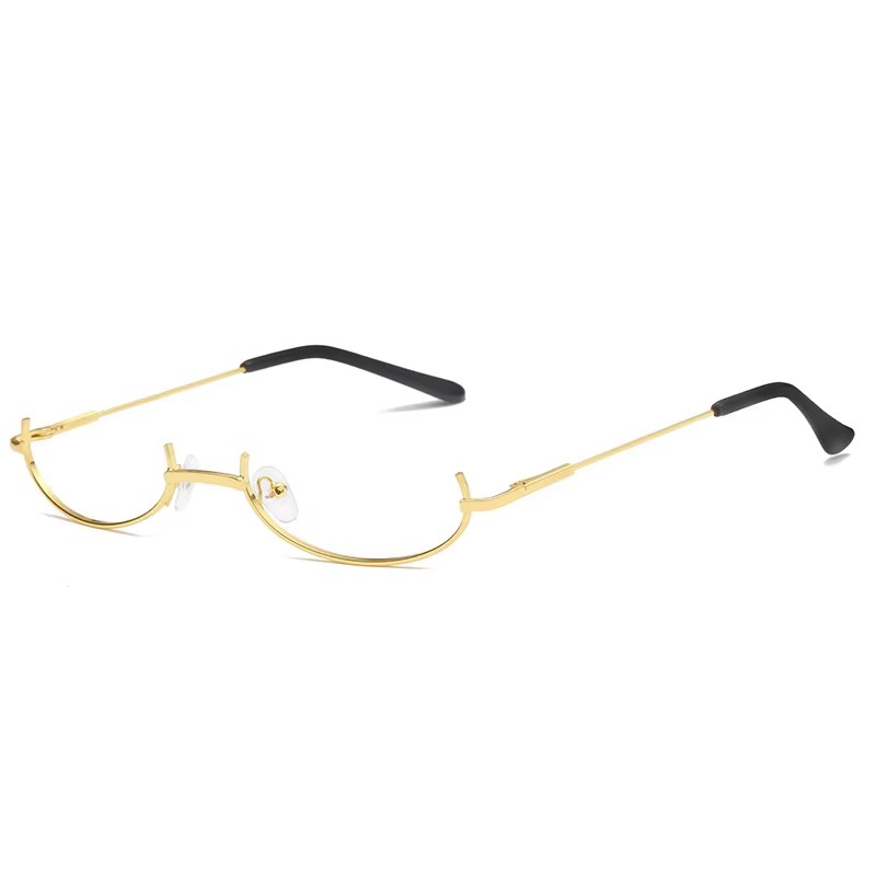 Lens Free Lower Half Frame Glasses Ins Pendant With Chain Embellished Glasses