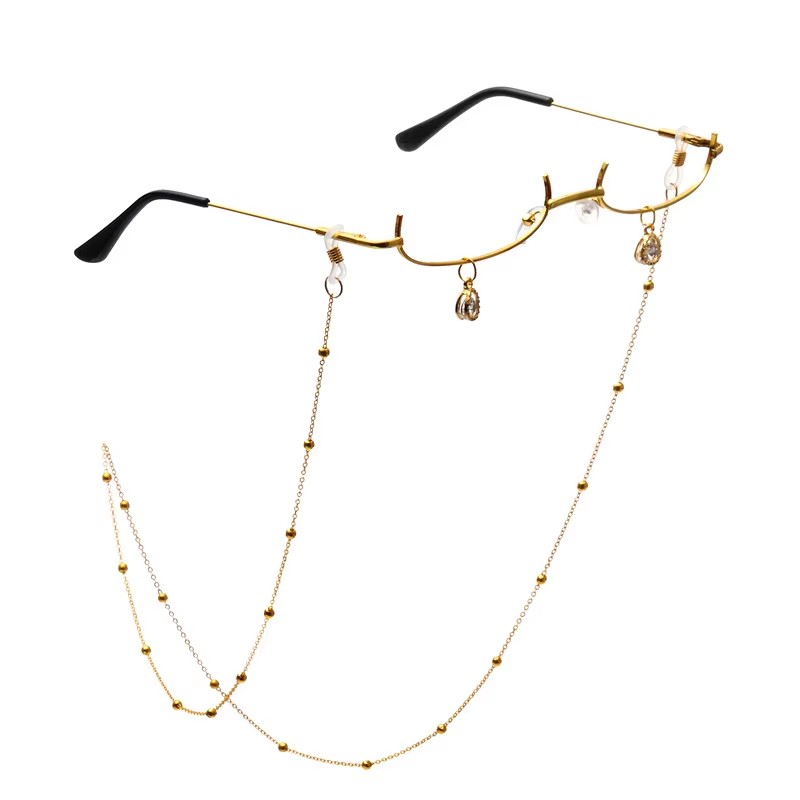 Lens Free Lower Half Frame Glasses Ins Pendant With Chain Embellished Glasses