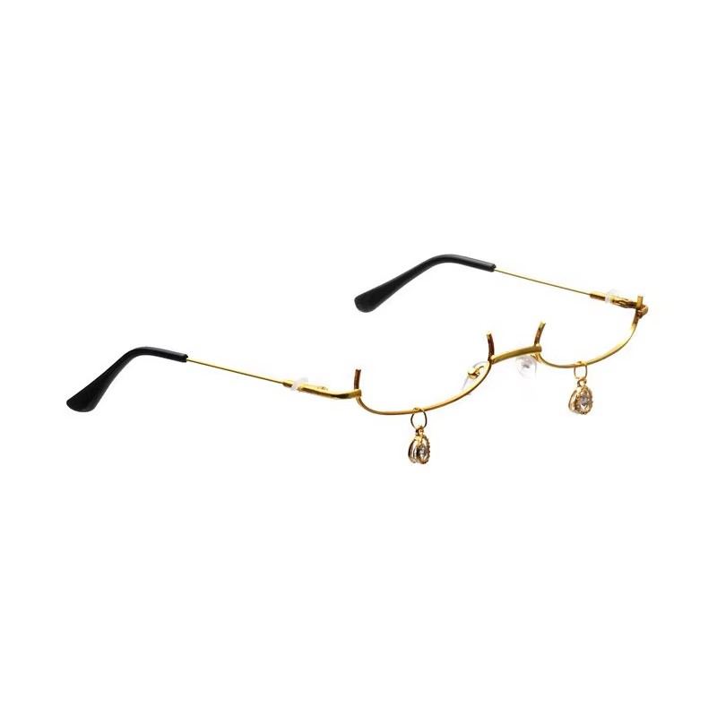 Lens Free Lower Half Frame Glasses Ins Pendant With Chain Embellished Glasses