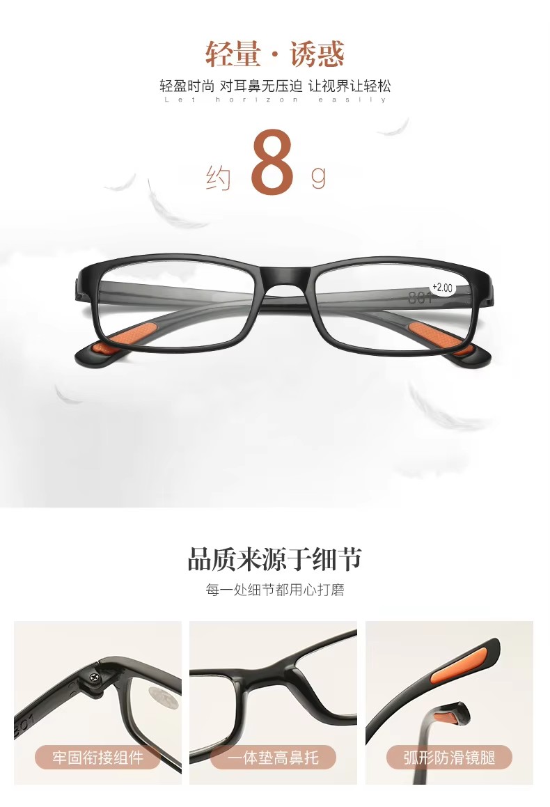 Manufacturer Supply Tr90 Super Light Hd Resin Elderly Magnifying Reading Glasses Magnifier Men Women Reader Glasses Frames