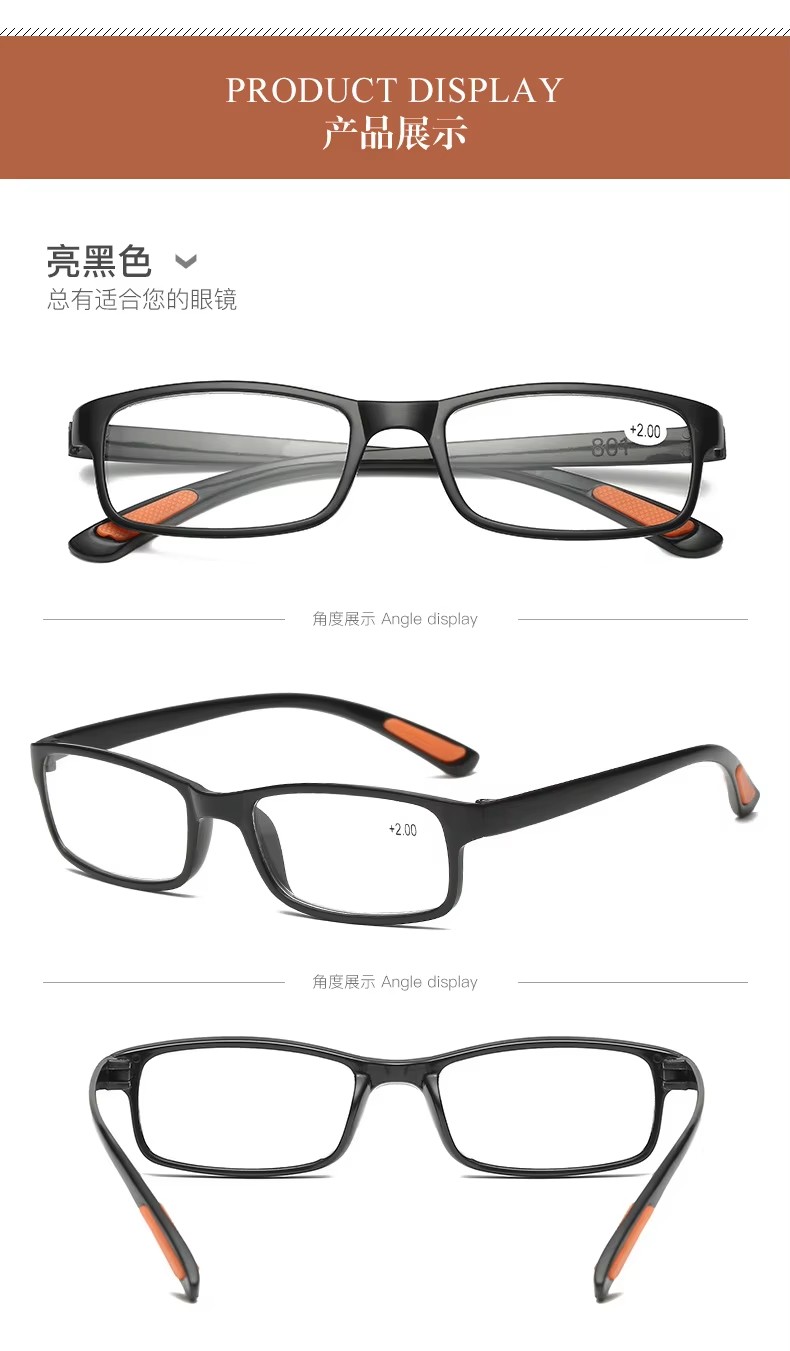 Manufacturer Supply Tr90 Super Light Hd Resin Elderly Magnifying Reading Glasses Magnifier Men Women Reader Glasses Frames