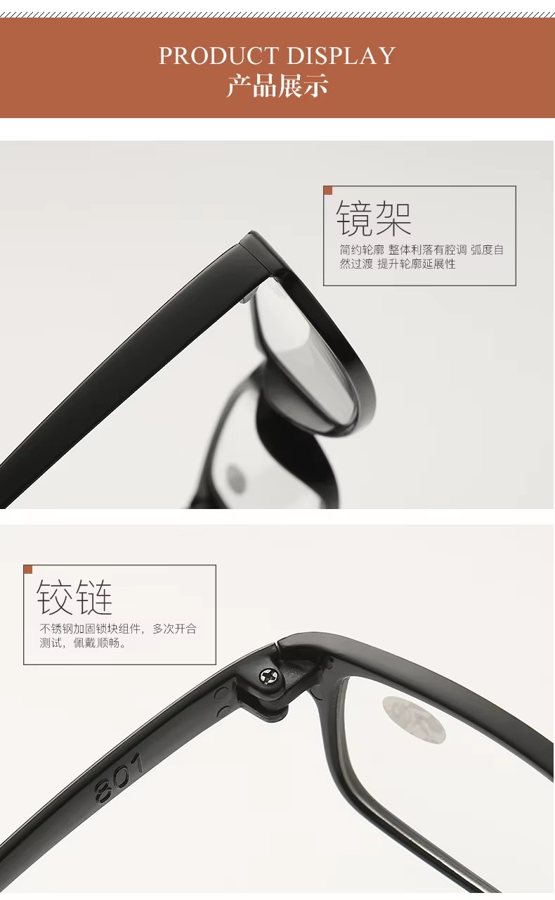 Manufacturer Supply Tr90 Super Light Hd Resin Elderly Magnifying Reading Glasses Magnifier Men Women Reader Glasses Frames