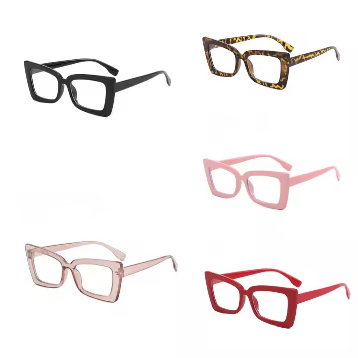 Men Women's Anti-blue Butterfly Flat Light Pc Frame Reading Glasses New Street Camera Fashion Trend With Stylish Small Mirror